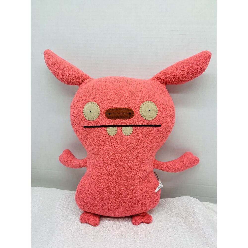 UglyDoll Pink Coral Puglee Plush 2007 Soft Stuffed Animal Felt Eyes Nose 12" - Picture 9 of 9